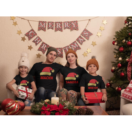 Zestaw świątecznych koszulek rodzinnych na prezent na sesje na święta na upominek pod choinkę